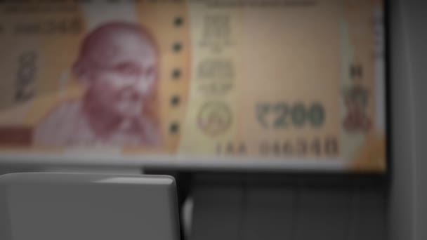 200 Indian Rupees Cash Dispenser Withdrawal Cash Atm Financial Transaction — Vídeos de Stock