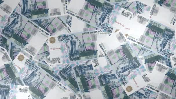 1000 Russian Rubles Money Composition Financial Background Many Banknotes Wads — Stockvideo