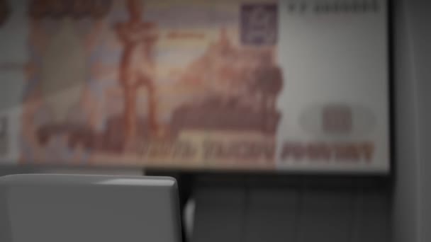 5000 Російських Рублів Готівкою Виведення Готівки Банкомату Фінансова Операція Банківському — стокове відео