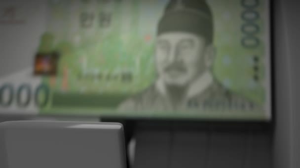 10000 South Korean Won Cash Dispenser Withdrawal Cash Atm Financial — 图库视频影像