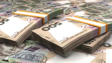 500 Ukrainian hryvnia money composition. Financial background. Many banknotes and wads of money. Business or economy concept. Cash.