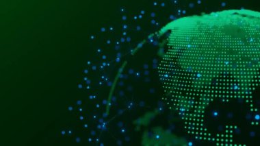 Dönen gezegen Dünya. Teknoloji video görüntüleri. İletişim konsepti. Arkaplan