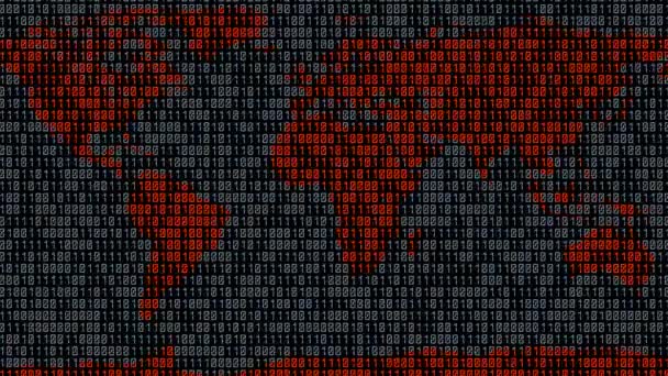 Binary Code Zeros Ones Form Map World Global Programming Concept — Vídeos de Stock