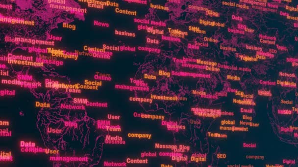 Global Business World Map Business Terms — Stock video