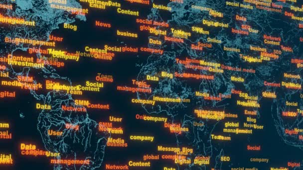 Global Business World Map Business Terms — Stock video