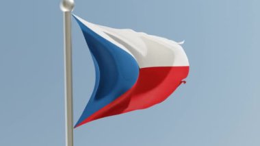 Bayrak direğinde Çek Cumhuriyeti bayrağı. Çek bayrağı rüzgarda dalgalanıyor.