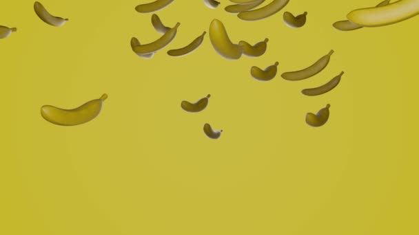 Many Bananas Falling Fruits Background — Vídeo de stock