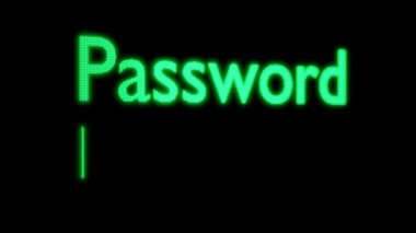 Entering password on computer. Green inscription and 8 digit parole. Internet security concept.