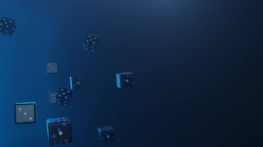 Blue dice flying on gradient background. Gambling concept. Casino.