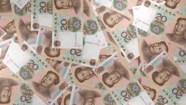 Chinese Yuan Money Composition Financial Background Many Banknotes Wads Money — Vídeo de Stock