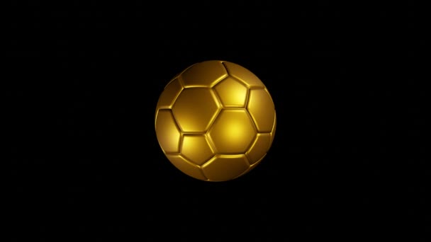 Golden Football Ball Rotation Transparent Background Sports Concept Soccer — Stock Video