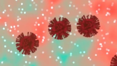 Abstract virus cells with antibodies. Coronavirus cells video. Covid-19 bodies collapse. Vaccination.