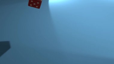 Dice falling on gambling table. Two black plastic cubes.