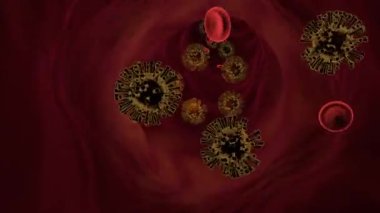 Virüs ve kan hücreleri bir damarda. Tıbbi konsept.