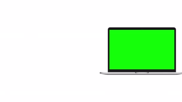 Grey Laptop Green Screen Video Notebook Place Advertisement Chromakey Space — стоковое видео