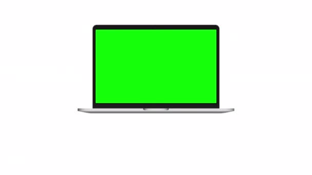 Grey Laptop Green Screen Video Notebook Place Advertisement Chromakey Space — 图库视频影像