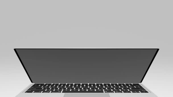 緑の画面のビデオとグレーのラップトップ 広告のための場所とノート パソコンの画面上のクロマキースペース — ストック動画