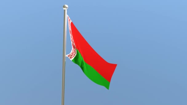 Belorussian Flag Flagpole Belarus Flag Fluttering Wind — Stock Video