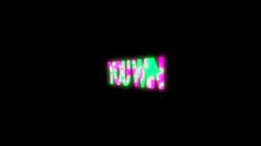 Colorful neon inscription You Win on black background. Victory.