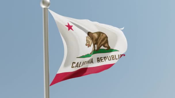 California Flag Flagpole Flag Fluttering Wind Usa — Video