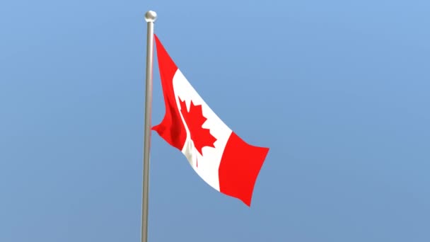 Kanadensisk Flagga Flaggstången Kanada Flagga Fladdrar Vinden — Stockvideo