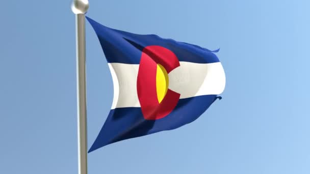 Colorado Flag Flagpole Flag Fluttering Wind Usa — стоковое видео
