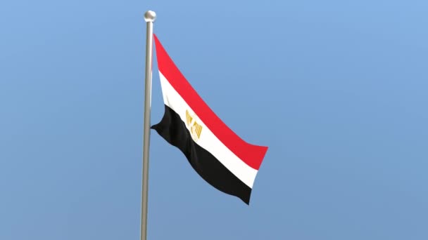 Egyptische Vlag Vlaggenmast Egypte Vlag Wapperend Wind — Stockvideo