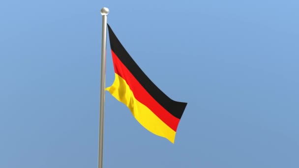German Flag Flagpole Germany Flag Fluttering Wind — Vídeo de Stock