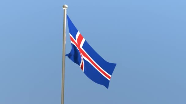 Bendera Islandia Tiang Bendera Bendera Islandia Berkibar Angin — Stok Video