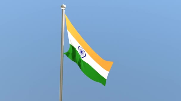 旗杆上的印度国旗印度国旗在风中飘扬 — 图库视频影像