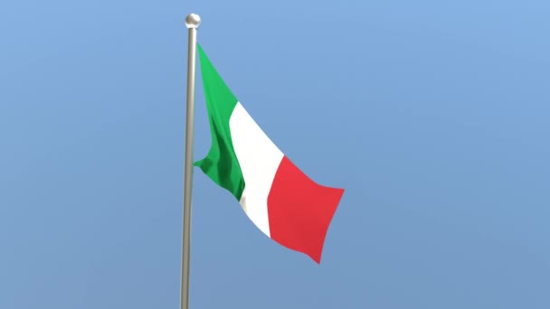 Italiensk Flagga Flaggstången Italien Flagga Fladdrar Vinden — Stockvideo