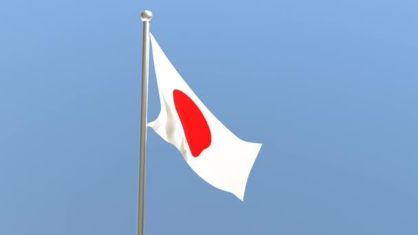 Bayrak Direğinde Japon Bayrağı Japonya Bayrağı Rüzgarda Dalgalanıyor — Stok video