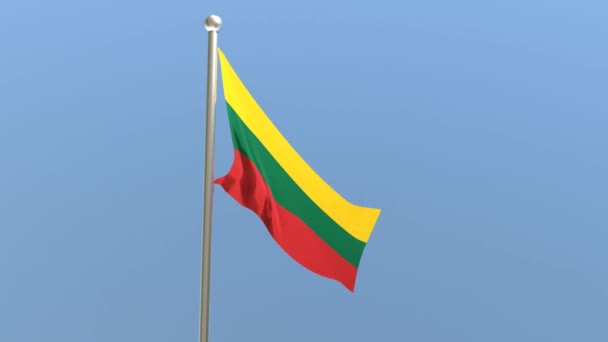 Флаг Литвы Флагштоке Флаг Литвы Развевается Ветру — стоковое видео