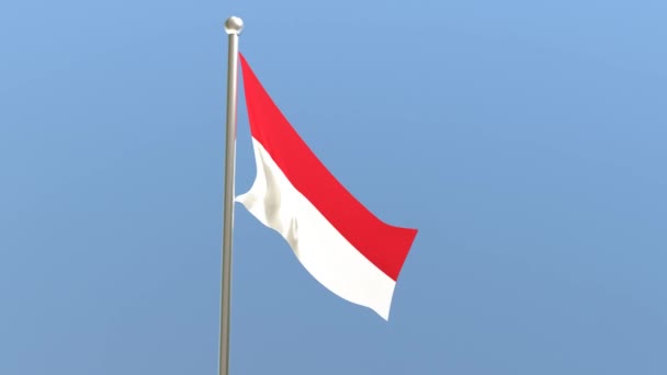 旗竿にモナコの旗 風になびくモナコの旗 — ストック動画