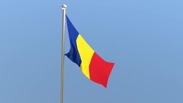 Flaga Rumunii Maszcie Flagowym Flaga Rumuńska Trzepocze Wietrze — Wideo stockowe