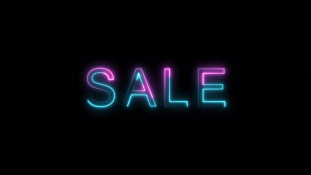Colorful Neon Inscription Sale Transparent Background Discount Concept Suitable Online — Stock Video