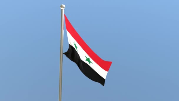 Syrian Flag Flagpole Syria Flag Fluttering Wind — Video Stock