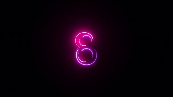 Beautiful Neon Countdown Colorful Timer Transparent Background Alpha Channel — Stock video