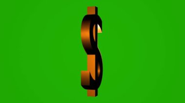 Golden Dollar sign on chromakey background. Finance.