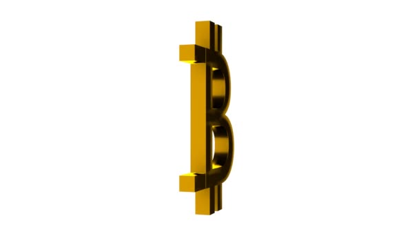 Golden Bitcoin Sign White Background Crypto — Stockvideo