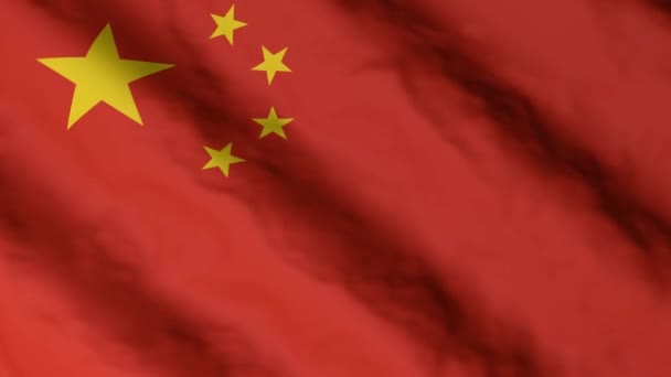 Bandeira Chinesa Acenando Vento China Filmagem Vídeo Bandeira Nacional — Vídeo de Stock