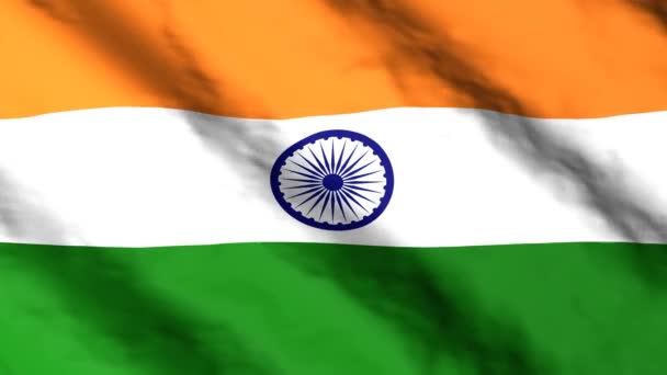 Индийский Флаг Размахивающий Ветром Видеокадры Флагом Индии — стоковое видео