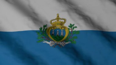 San Marino bayrağı rüzgarda dalgalanıyor. San Marino ulusal bayrak video görüntüleri.