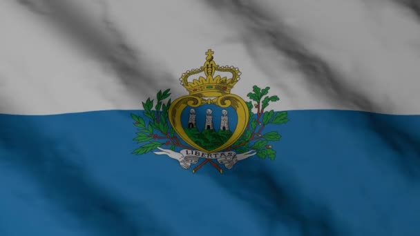 Bandera San Marino Ondeando Viento Imágenes Vídeo Bandera Nacional San — Vídeos de Stock