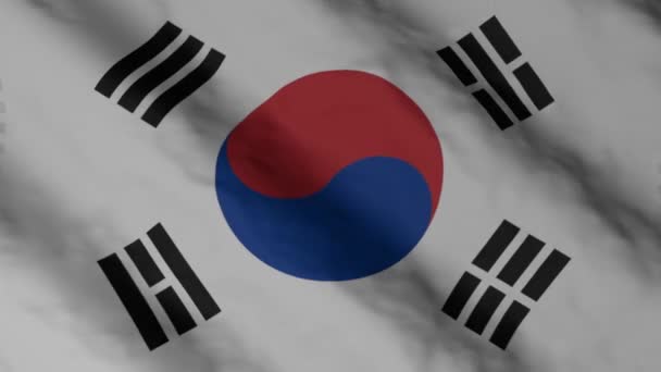 Jihokorejská Vlajka Vlála Větru Jižní Korea Národní Vlajka Video Záběry — Stock video