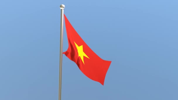 旗杆上挂着越南国旗越南国旗在风中飘扬 — 图库视频影像