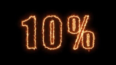 10 sale animated banner. Fiery inscription. 10 percent discount.