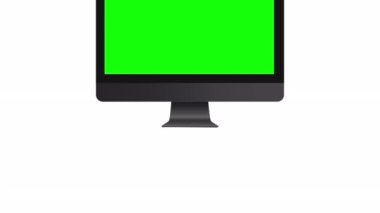 Realistic desktop computer with empty screen on transparent background. PC.