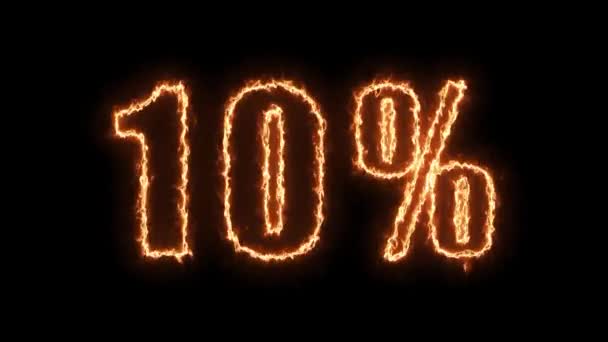 Sale Animated Banner Fiery Inscription Percent Discount — Stock videók