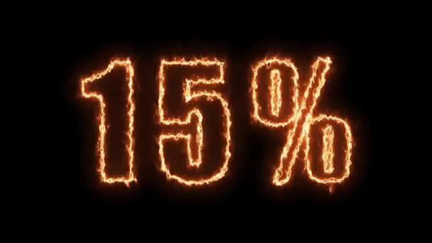 Sale Animated Banner Fiery Inscription Percent Discount — стоковое видео
